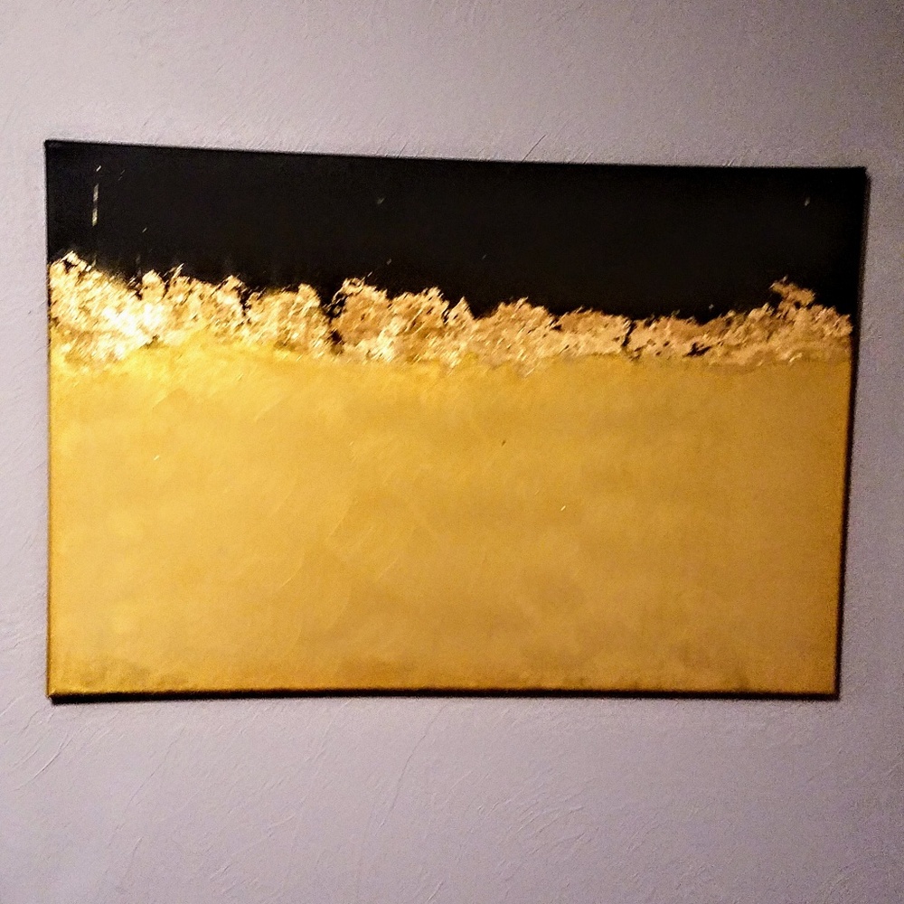 Hand Painted black and gold abstract painting.